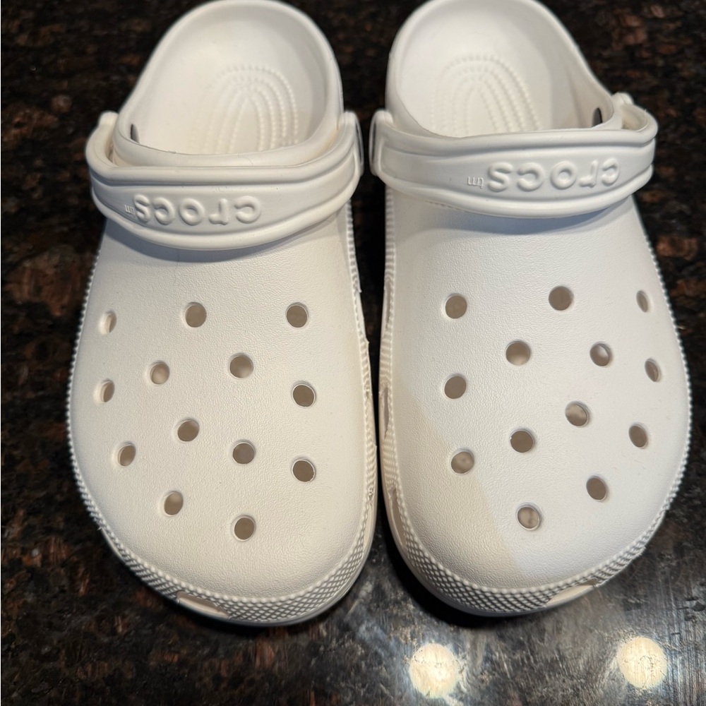 Brand new white crocs. Men’s Size 9